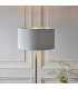 Highclere Floor Lamp with Shade Antique Brass Plate, Vintage White Fabric, 1x E27