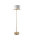 Highclere Floor Lamp with Shade Antique Brass Plate, Vintage White Fabric, 1x E27