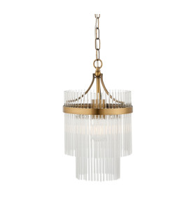 Marietta Pendant Ceiling Light Antique Brass Plate, Clear Glass, 1x E27