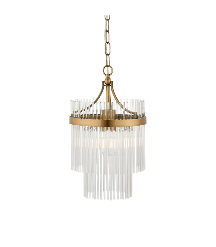 Marietta Pendant Ceiling Light Antique Brass Plate, Clear Glass, 1x E27