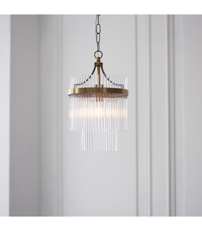 Marietta Pendant Ceiling Light Antique Brass Plate, Clear Glass, 1x E27