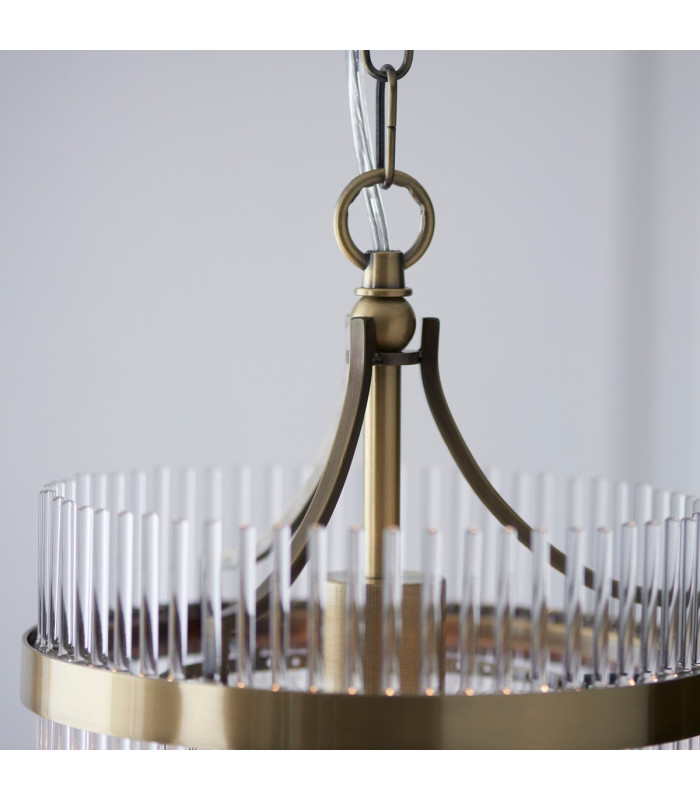 Marietta Pendant Ceiling Light Antique Brass Plate, Clear Glass, 1x E27