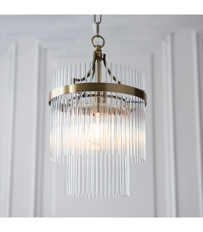 Marietta Pendant Ceiling Light Antique Brass Plate, Clear Glass, 1x E27