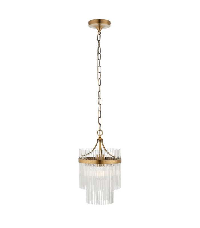 Marietta Pendant Ceiling Light Antique Brass Plate, Clear Glass, 1x E27