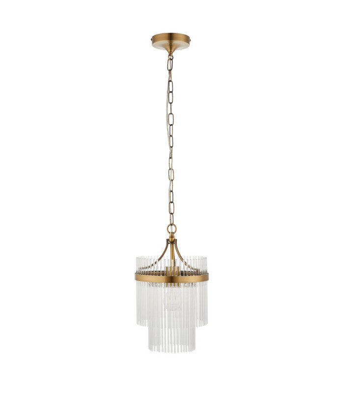 Marietta Pendant Ceiling Light Antique Brass Plate, Clear Glass, 1x E27