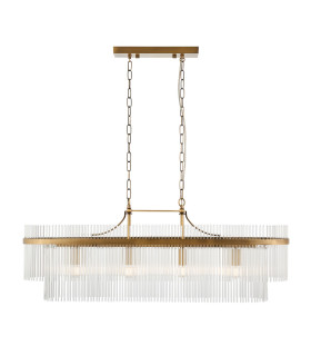 Marietta Bar Pendant Ceiling Light Antique Brass Plate, Clear Glass, 4x E14