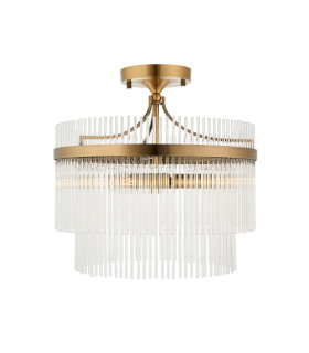 Marietta Ceiling Light Antique Brass Plate, Clear Glass, 3x E14