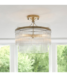 Marietta Ceiling Light Antique Brass Plate, Clear Glass, 3x E14