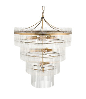 Marietta Pendant Ceiling Light Antique Brass Plate, Clear Glass, 16x E14