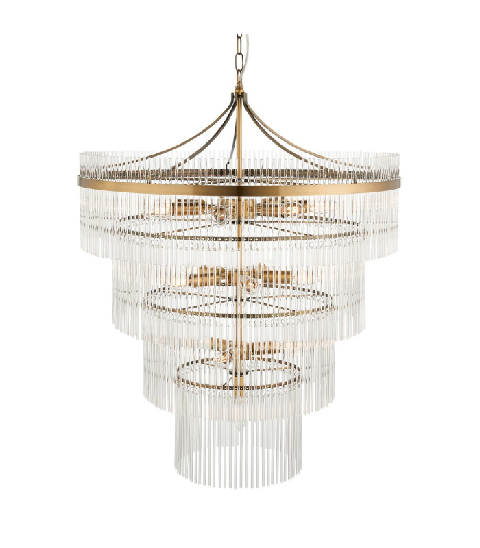 Marietta Pendant Ceiling Light Antique Brass Plate, Clear Glass, 16x E14