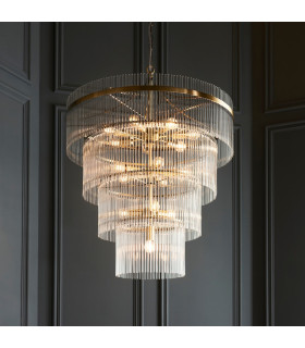 Marietta Pendant Ceiling Light Antique Brass Plate, Clear Glass, 16x E14