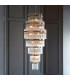 Marietta Grand Pendant Ceiling Light Antique Brass Plate, Clear Glass, 21x E14