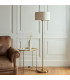 Highclere Floor Lamp with Shade Vintage Brass, Natural Linen, 1x E27