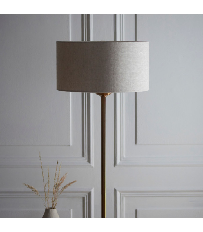 Highclere Floor Lamp with Shade Vintage Brass, Natural Linen, 1x E27