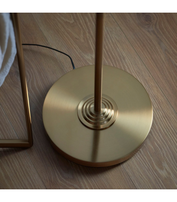 Highclere Floor Lamp with Shade Vintage Brass, Natural Linen, 1x E27