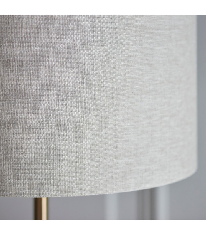 Highclere Floor Lamp with Shade Vintage Brass, Natural Linen, 1x E27