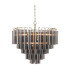 Toulouse Pendant Ceiling Light Satin Brass Plate, Smokey Grey Lustre Glass, 12x G9