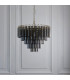 Toulouse Pendant Ceiling Light Satin Brass Plate, Smokey Grey Lustre Glass, 12x G9