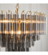 Toulouse Pendant Ceiling Light Satin Brass Plate, Smokey Grey Lustre Glass, 12x G9