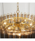 Toulouse Pendant Ceiling Light Satin Brass Plate, Smokey Grey Lustre Glass, 12x G9