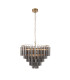 Toulouse Pendant Ceiling Light Satin Brass Plate, Smokey Grey Lustre Glass, 12x G9