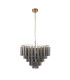 Toulouse Pendant Ceiling Light Satin Brass Plate, Smokey Grey Lustre Glass, 12x G9