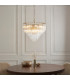Toulouse Pendant Ceiling Light Satin Brass Plate, Clear Ribbed Glass, 12x G9