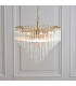 Toulouse Pendant Ceiling Light Satin Brass Plate, Clear Ribbed Glass, 12x G9