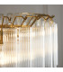Toulouse Pendant Ceiling Light Satin Brass Plate, Clear Fine Ribbed Glass, 12x G9