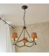 Wriggle Multi Arm Pendant Ceiling Light Matt Black, Natural Raffia, 3x E14