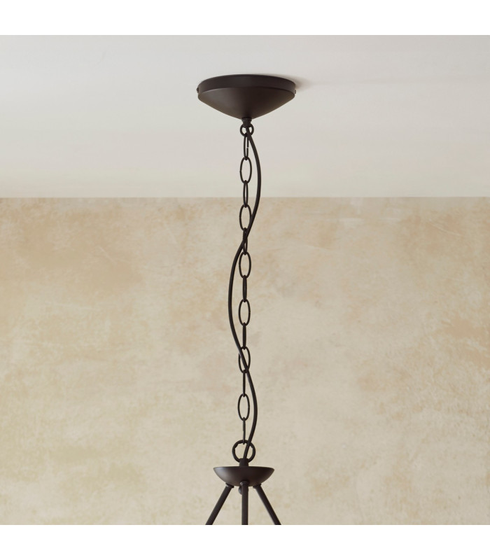 Wriggle Multi Arm Pendant Ceiling Light Matt Black, Natural Raffia, 3x E14