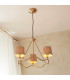Wriggle Multi Arm Pendant Ceiling Light Brushed Aged Brass Plate, Natural Raffia, 3x E14