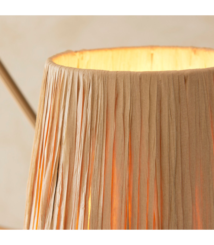 Wriggle Multi Arm Pendant Ceiling Light Brushed Aged Brass Plate, Natural Raffia, 3x E14