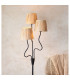 Wriggle Multi Arm Floor Lamp Matt Black, Natural Raffia, 3x E14