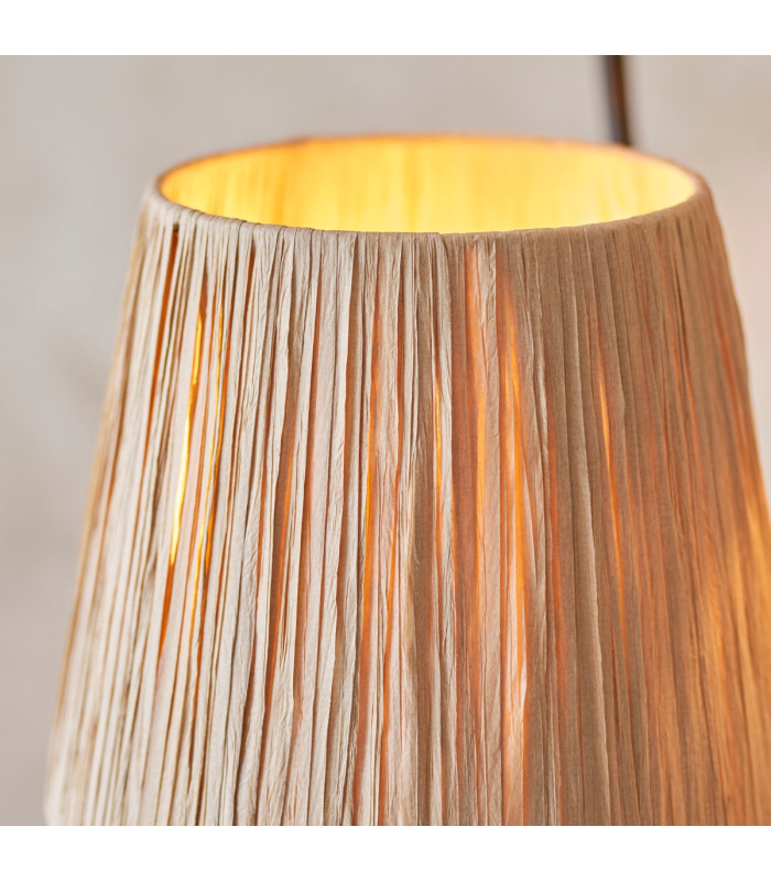 Wriggle Multi Arm Floor Lamp Matt Black, Natural Raffia, 3x E14