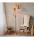 Wriggle Multi Arm Floor Lamp Brushed Aged Brass Plate, Natural Raffia, 3x E14