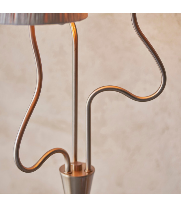 Wriggle Multi Arm Floor Lamp Brushed Aged Brass Plate, Natural Raffia, 3x E14