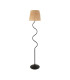 Wriggle Floor Lamp with Tapered Shade Matt Black, Natural Raffia, 1x E27