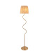 Wriggle Floor Lamp with Tapered Shade Brushed Aged Brass Plate, Natural Raffia, 1x E27