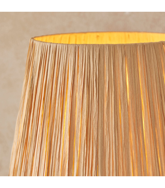 Wriggle Floor Lamp with Tapered Shade Brushed Aged Brass Plate, Natural Raffia, 1x E27