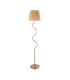 Wriggle Floor Lamp with Tapered Shade Brushed Aged Brass Plate, Natural Raffia, 1x E27