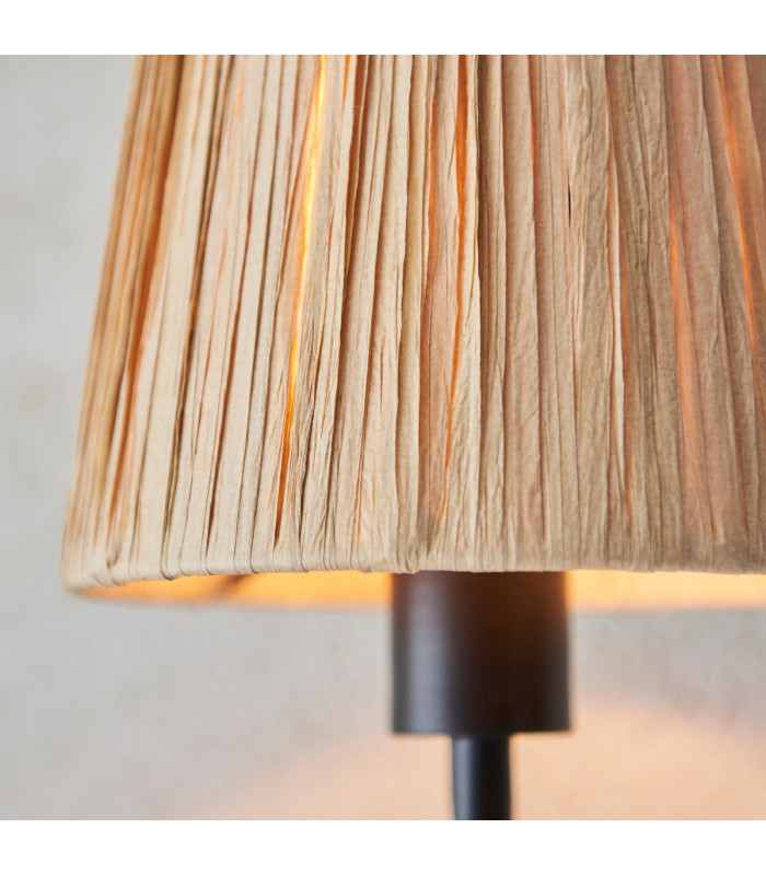Wriggle Wall Lamp with Shade Matt Black, Natural Raffia, 1x E14