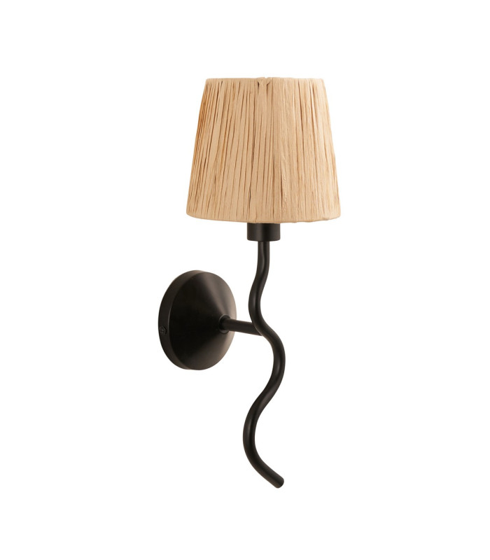 Wriggle Wall Lamp with Shade Matt Black, Natural Raffia, 1x E14