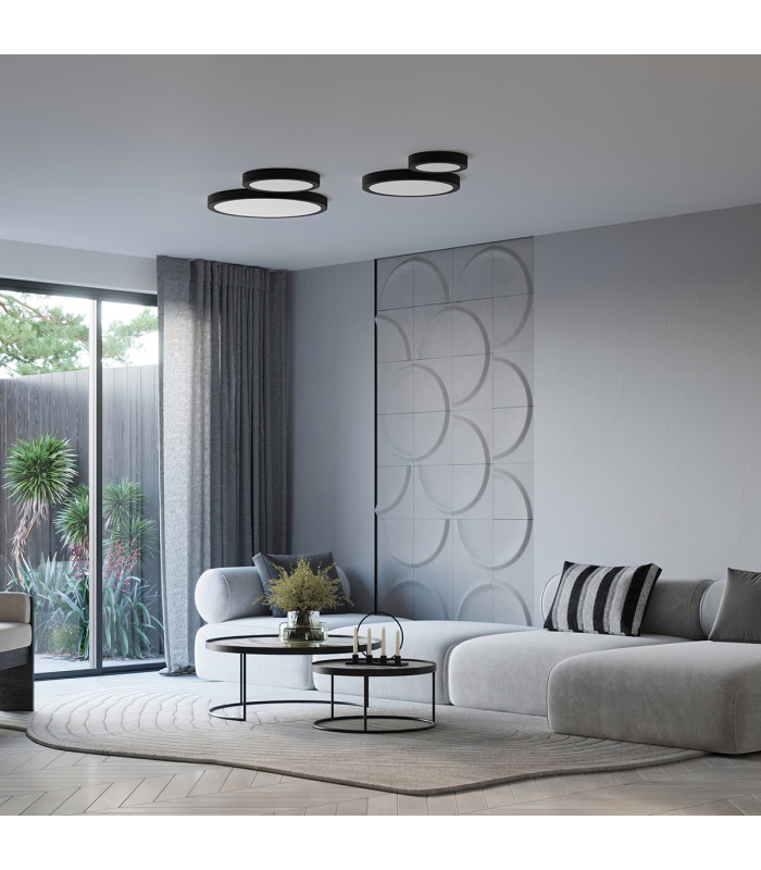 Onyx Cylindrical Ceiling Light 40cm White LED 3000K-10