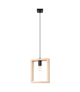 Aries Square Pendant Ceiling Light Natural Wood-1