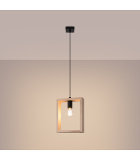 Aries Square Pendant Ceiling Light Natural Wood-2