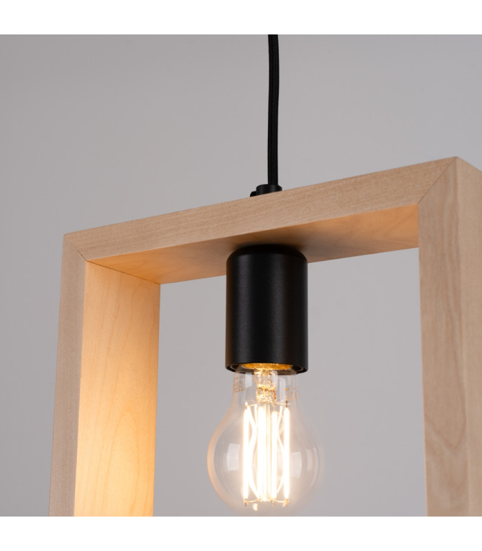 Aries Square Pendant Ceiling Light Natural Wood-6