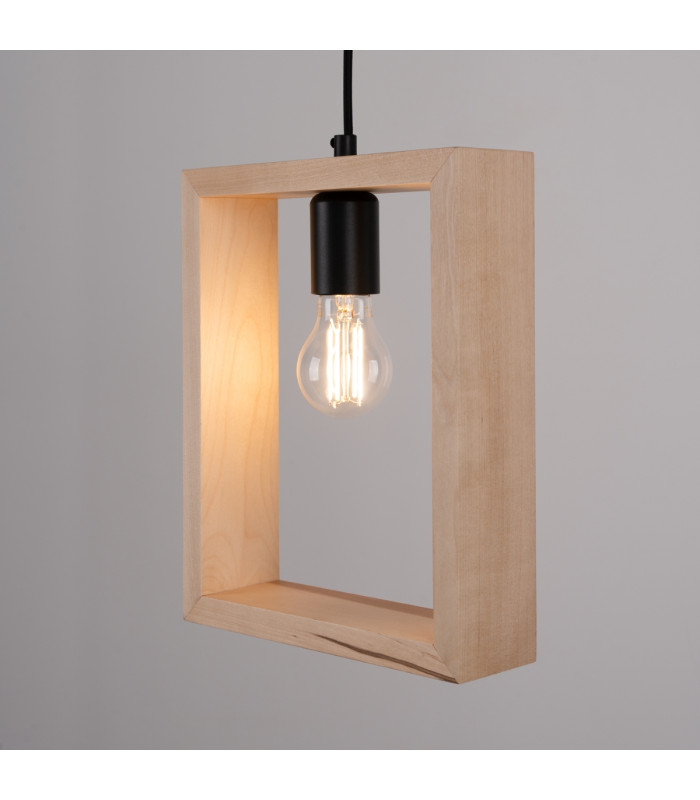 Aries Square Pendant Ceiling Light Natural Wood-7