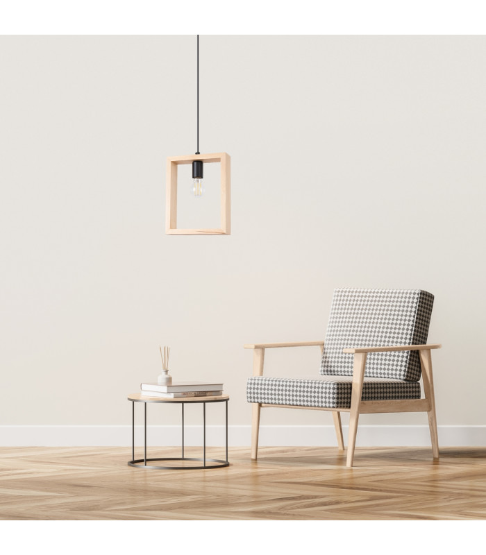 Aries Square Pendant Ceiling Light Natural Wood-12