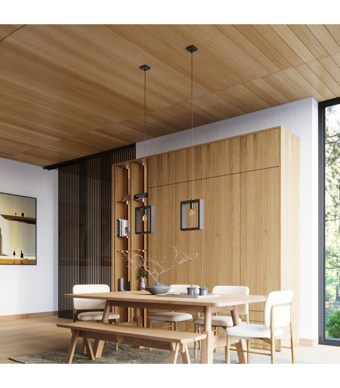 Aries Square Pendant Ceiling Light Wenge-16